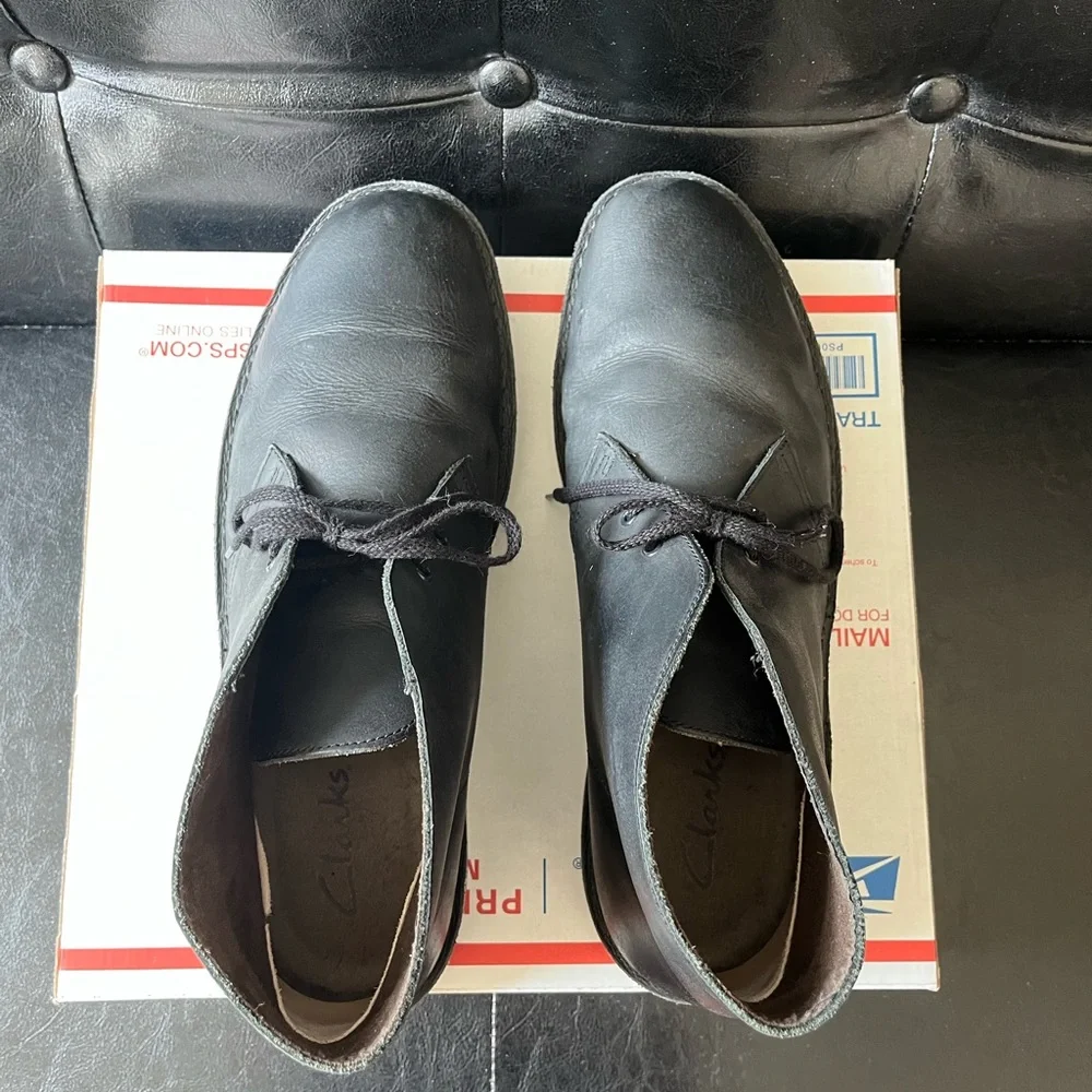 Clarks Bushacre Leather Chukka‎ Boots Black Sz 13